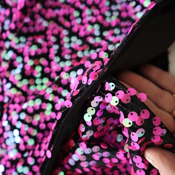 SHO x Tadashi Shoji Sz XL Hot Pink Sequin Surplice Neck Body-Con Dress - Picture 11 of 16